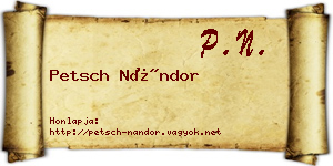 Petsch Nándor névjegykártya